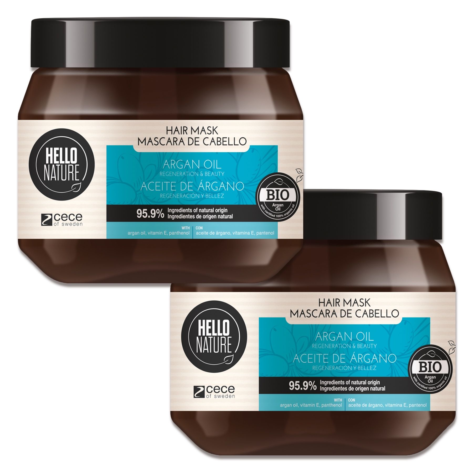 Hello Nature Haarmaske für Intensivpflege Tiefenregeneration mit Argnöl 2x250 ml Haarkur