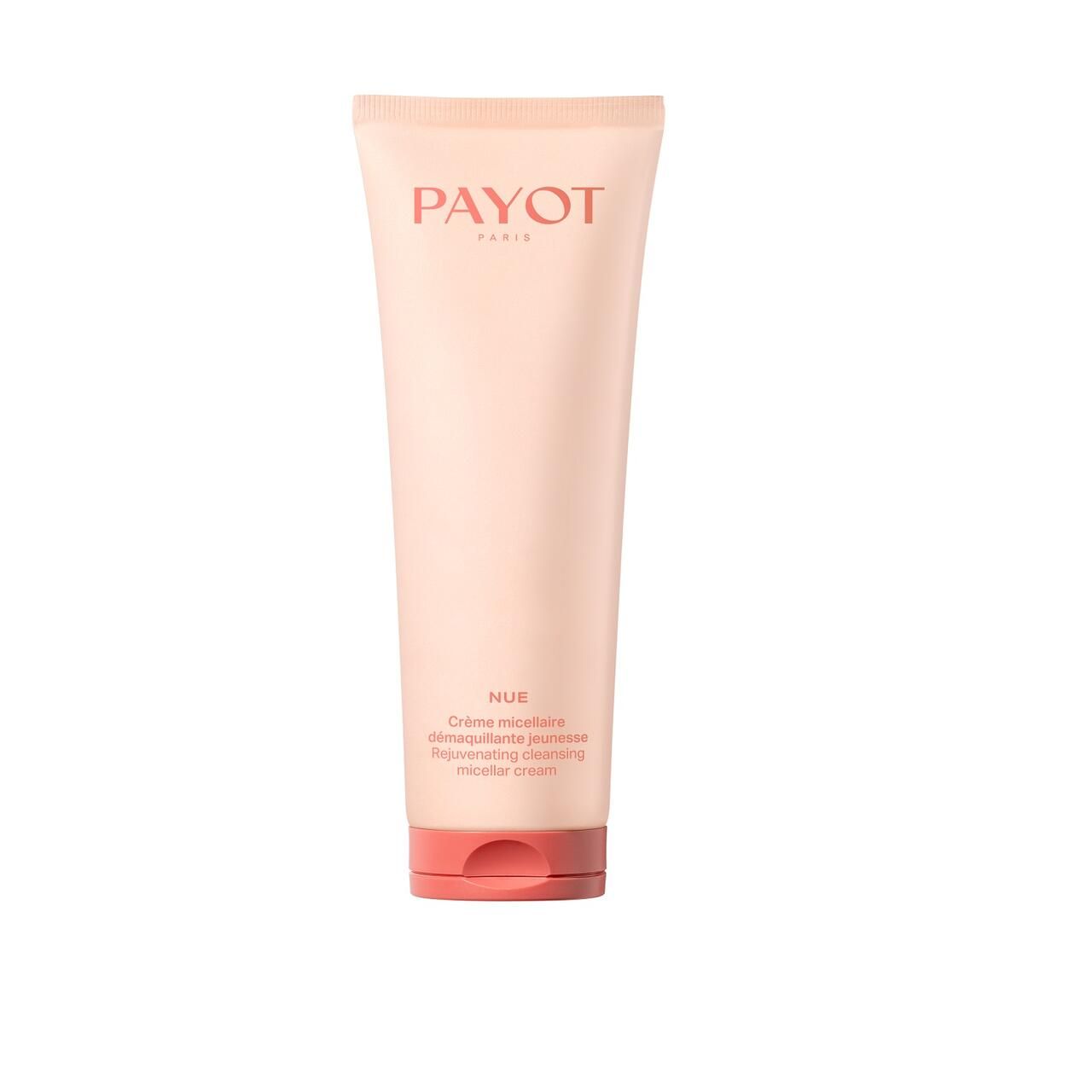 Payot-Tube, rosa. Aufschrift: PAYOT PARIS, NUE, Crème micellaire démaquillante jeunesse, Rejuvenating cleansing micellar cream.