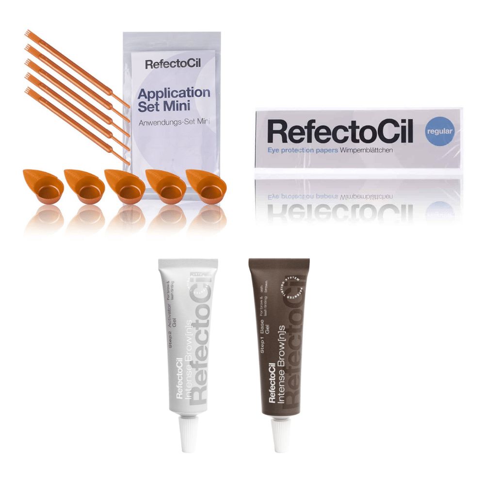 RefectoCil Base Gel Aschbraun & Activator Wimpernblättchen Mini-Anwendungs Set 15 ml Creme