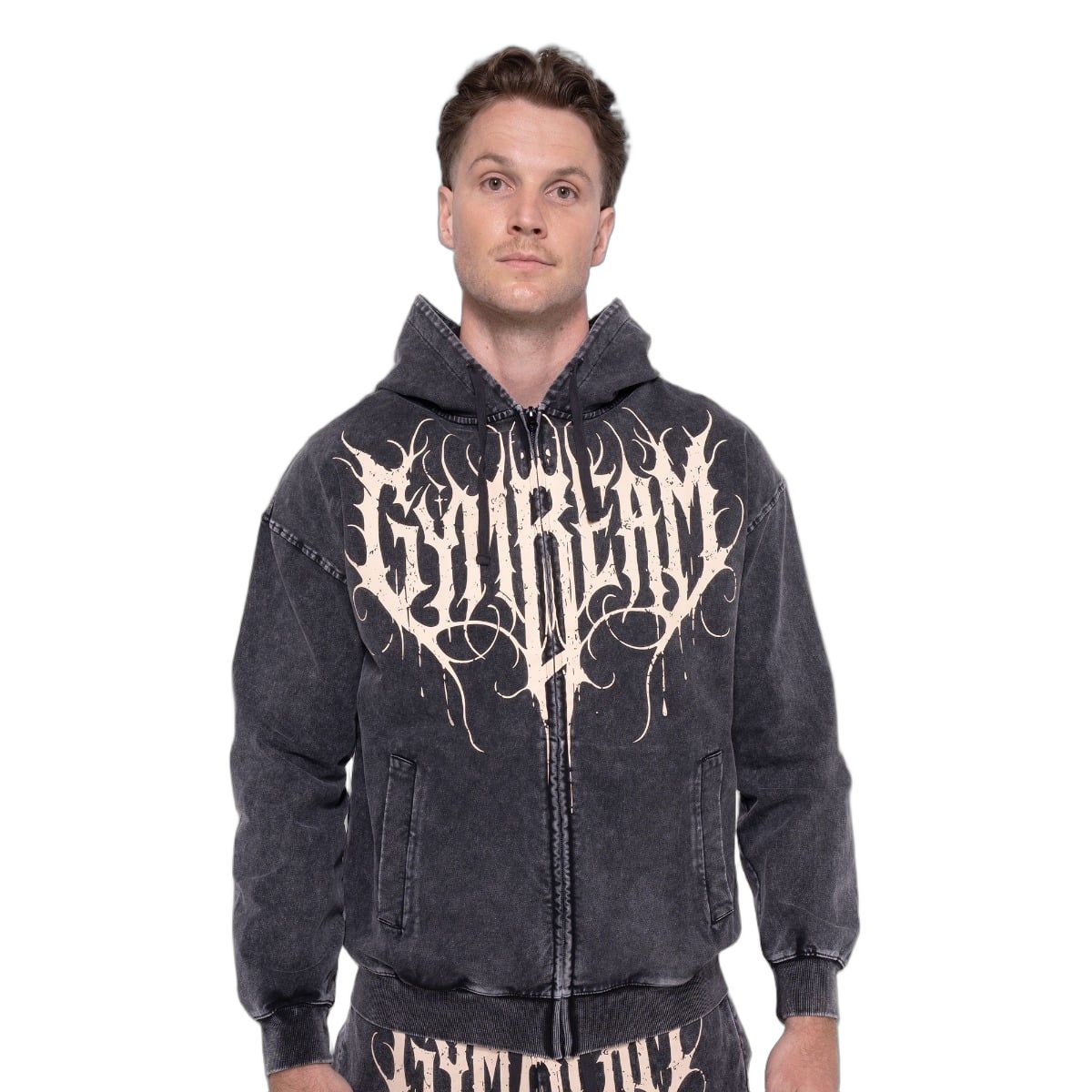 GymBeam Herren Hoodie oversized mit Reißverschluss und Washed-Effekt 1 St