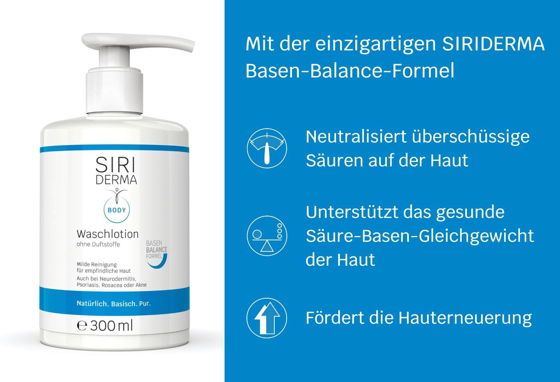 Siriderma Hand Wasch Lotion ohne Duftstoffe 300 ml