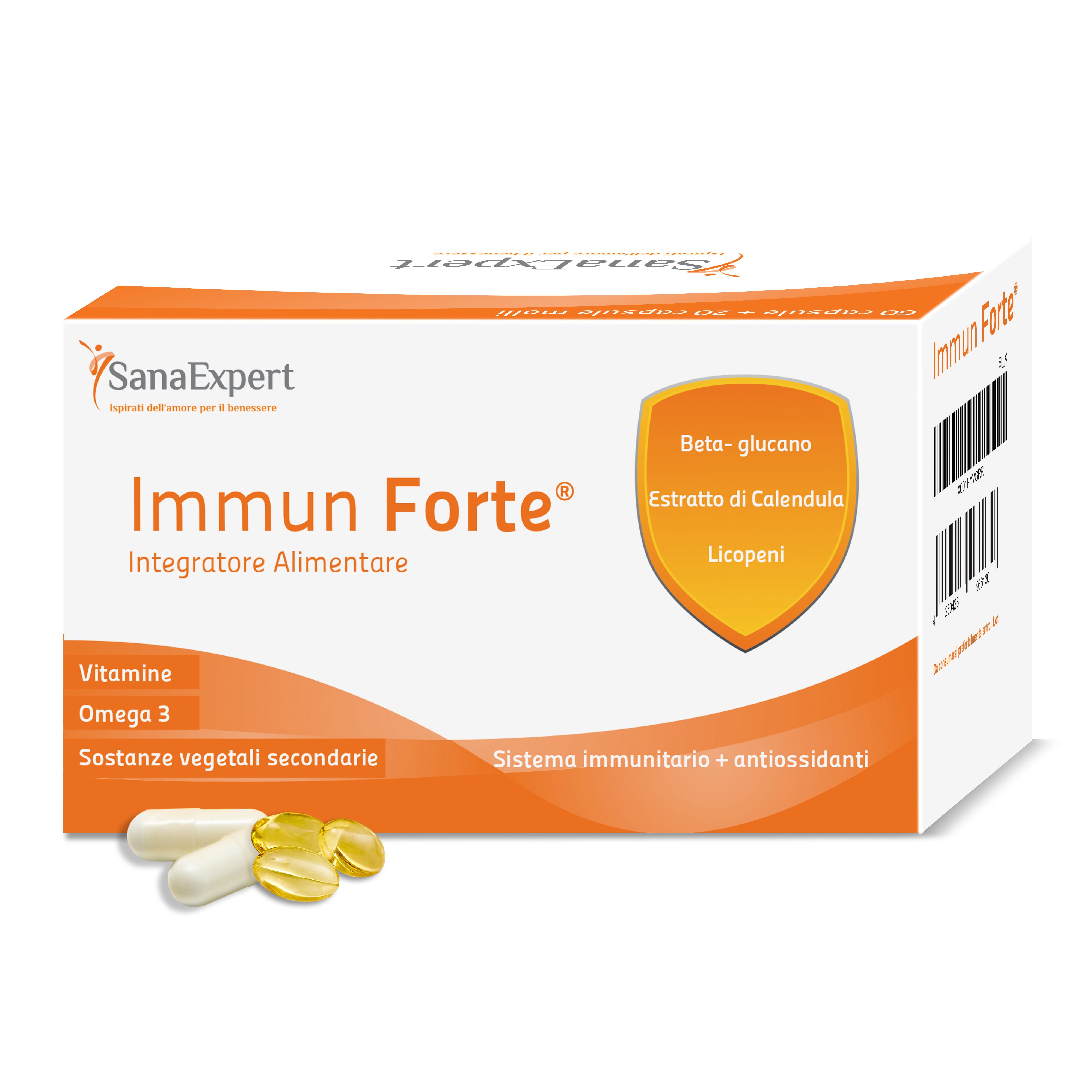 SanaExpert Immun Forte - olio di pesce Omega-3 con DHA+EPA e vitamine per il sistema immunitario