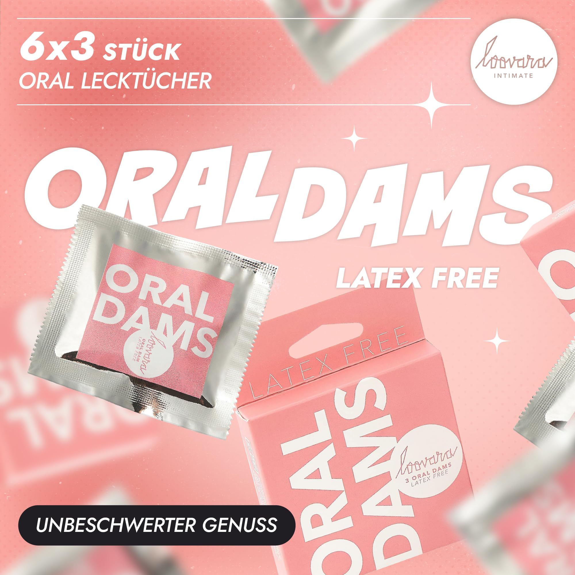 Loovara Oraltücher Schutztücher latexfrei 18 Stück - ORAL DAMS LATEX FREE -  Ultra-dünn, Vegan