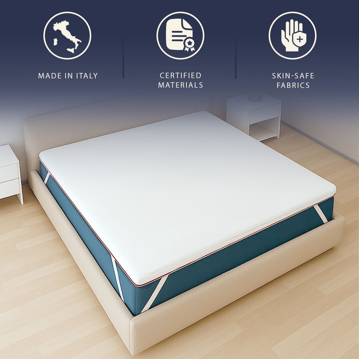 The White Stone Matratzentopper 180x200 aus Memory Schaum mit 9 Zonen | Höhe 5 cm