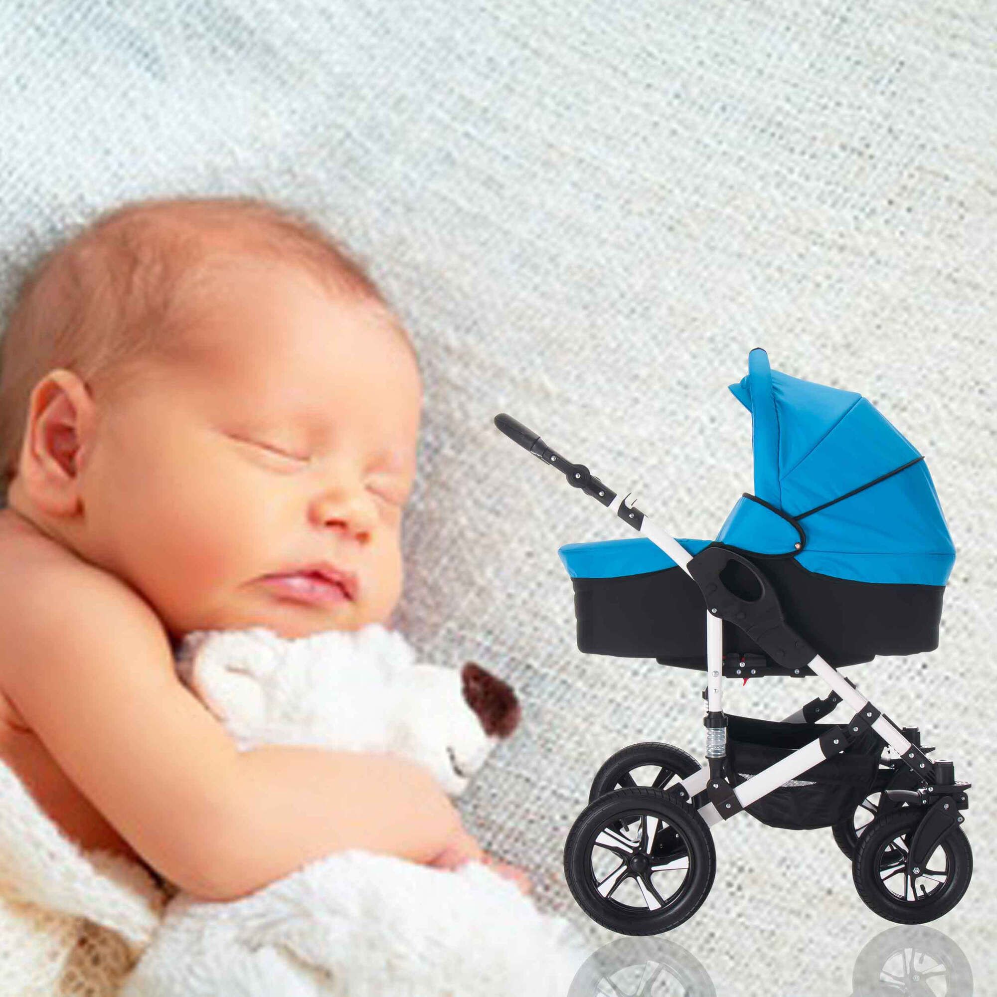 Bebebi Florida 3 in 1 Kinderwagen Set Hartgummireifen, Floblue