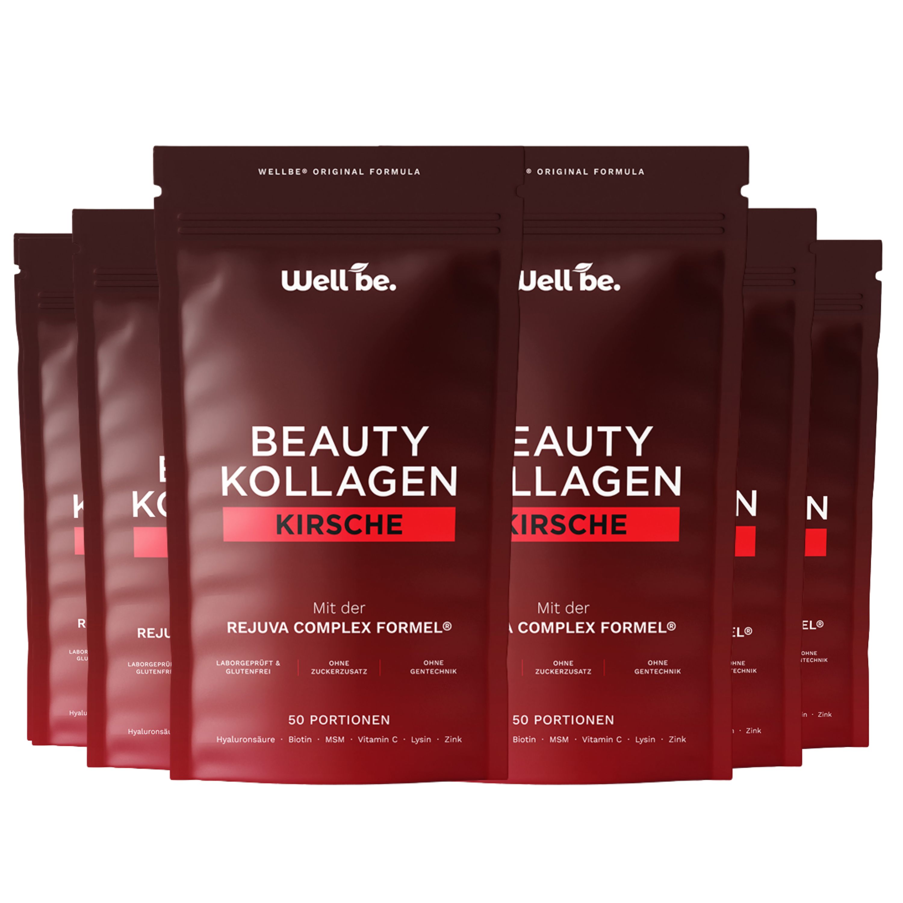 wellbe Beauty Kollagen Kirsche mit Rejuva Complex® Formel 6x250 g Pulver