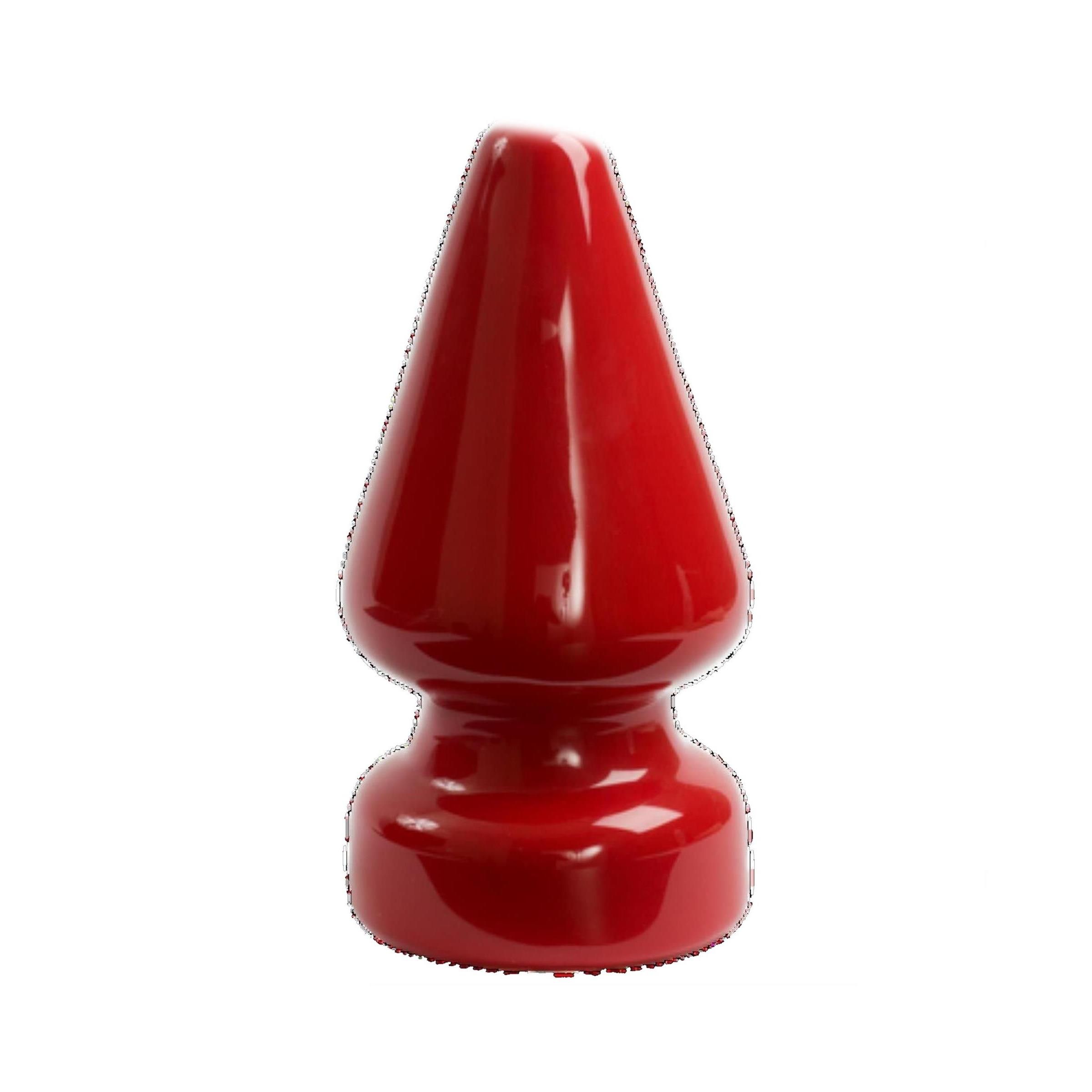 Roter Butt Plug. Kegelförmig mit breiter Basis.
