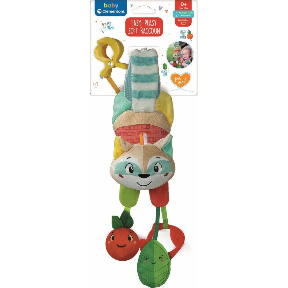 clementoni baby Plüsch-Waschbär mit Clip zum Aufhängen