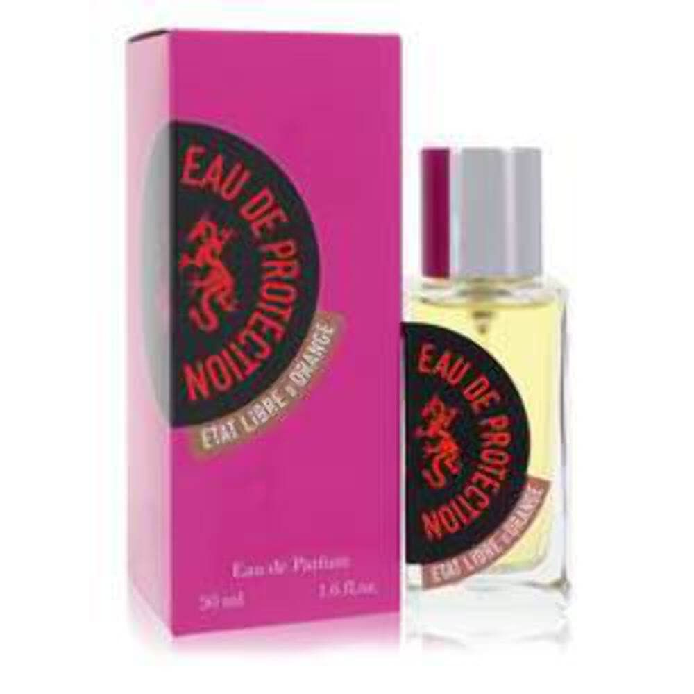 Rosa Schachtel und Flakon. Aufschrift: Eau de Protection, Etat Libre d'Orange. Flakon mit silbernem Verschluss. 50 ml.