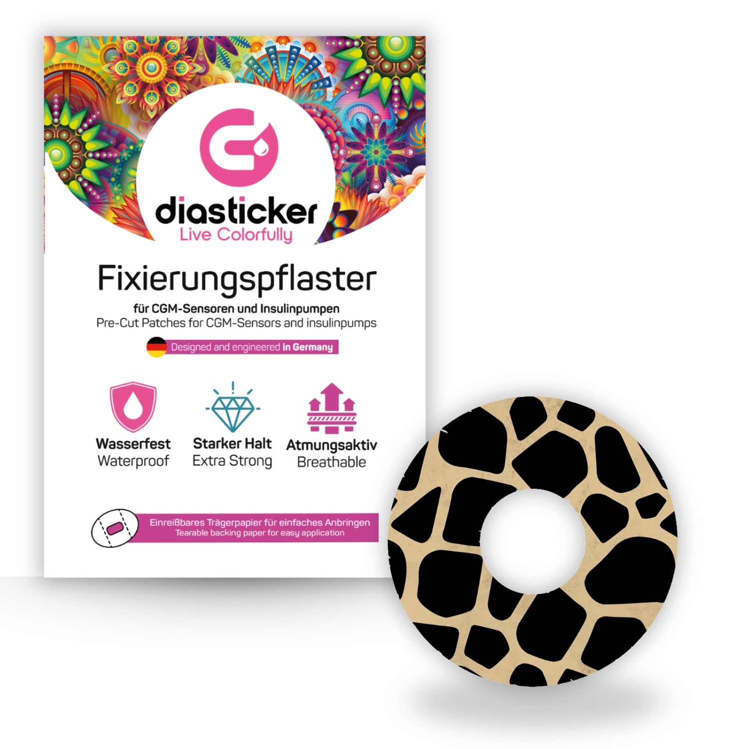 Diasticker® FreeStyle Libre 3 / 3 Plus Fixiertapes "Savanna"