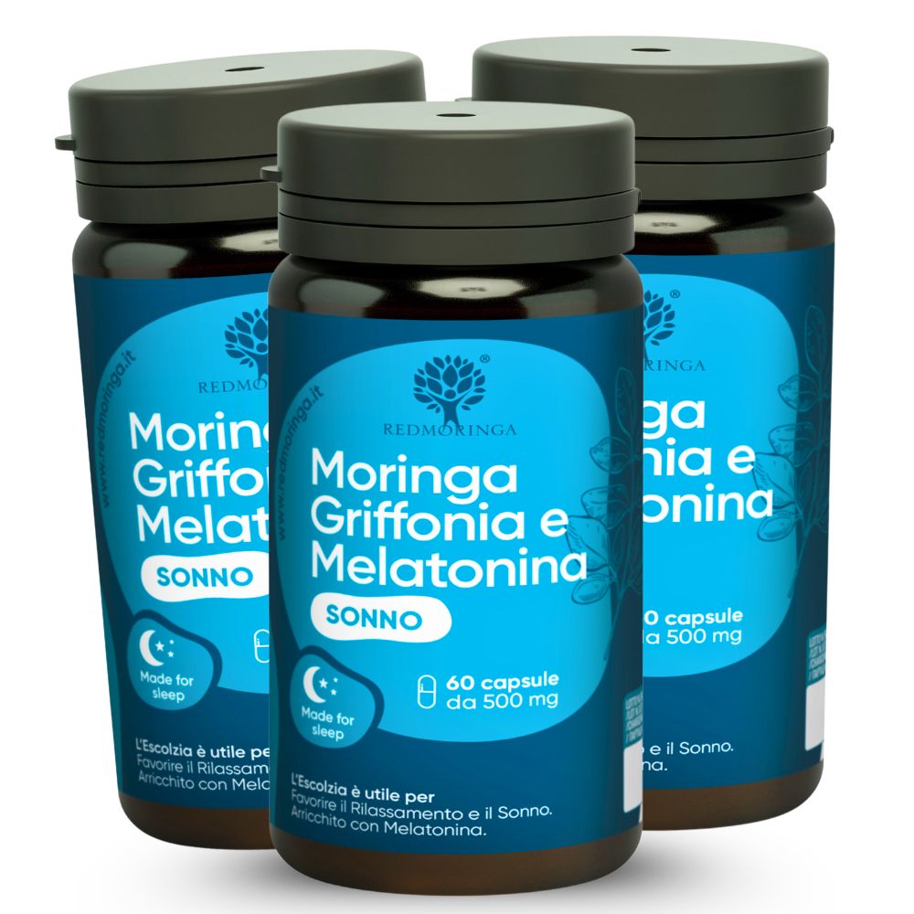 RedMoringa Melatonin, Escolzia, Griffonia & Bio Moringa 180 Kapseln 3 St