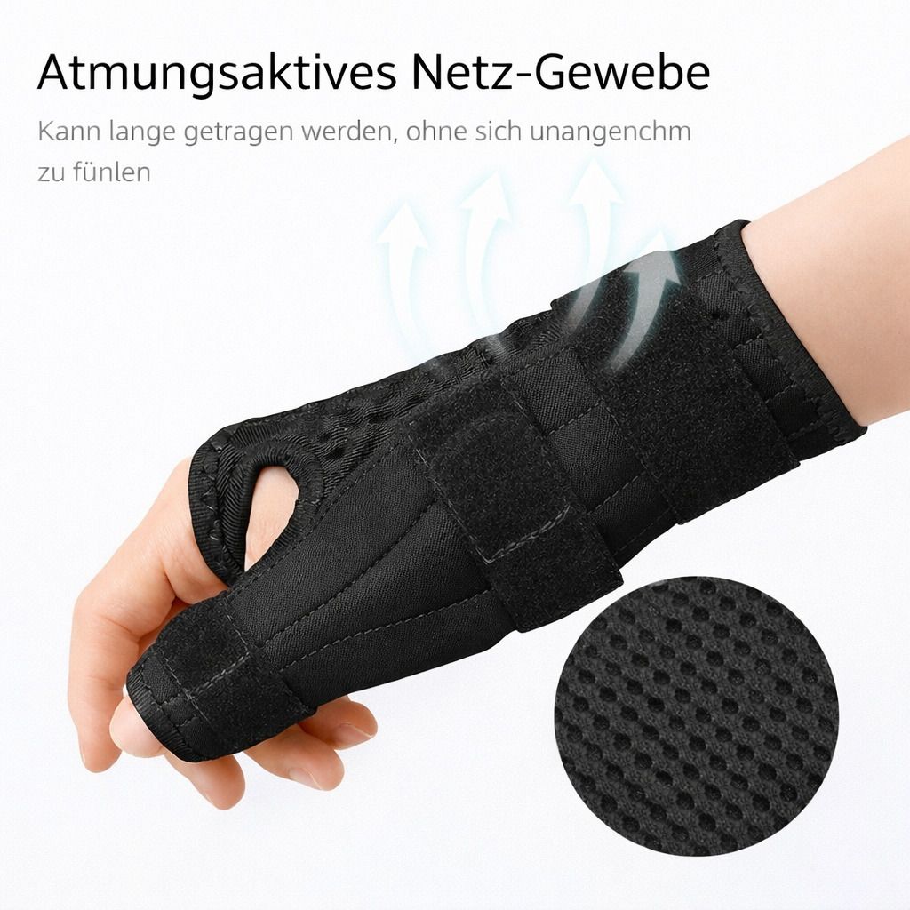 Daumenbandage mit Handgelenkstütze, verstellbare Daumenschiene, atmungsaktiv & stabil