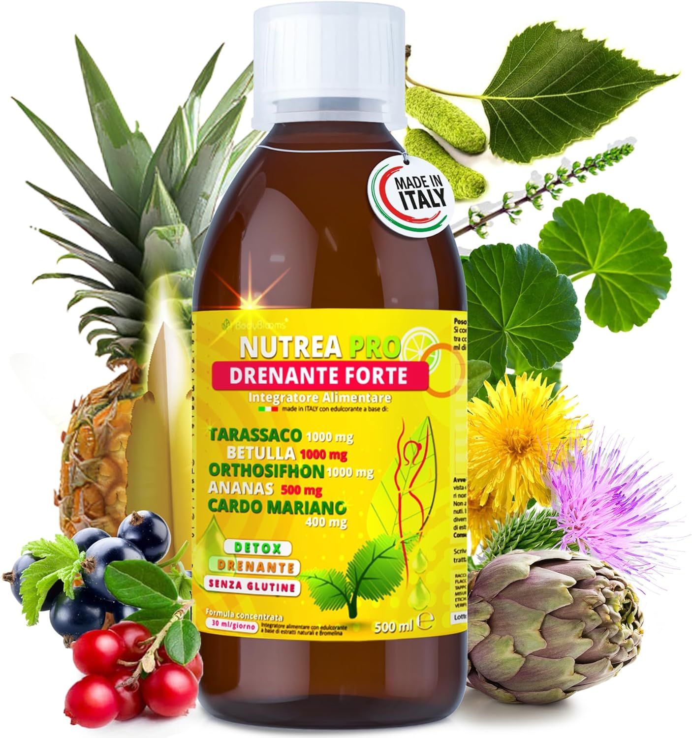 NUTREA PRO® 500ml - Diuretico drenante forte dimagrante anticellulite con 11 piante efficaci