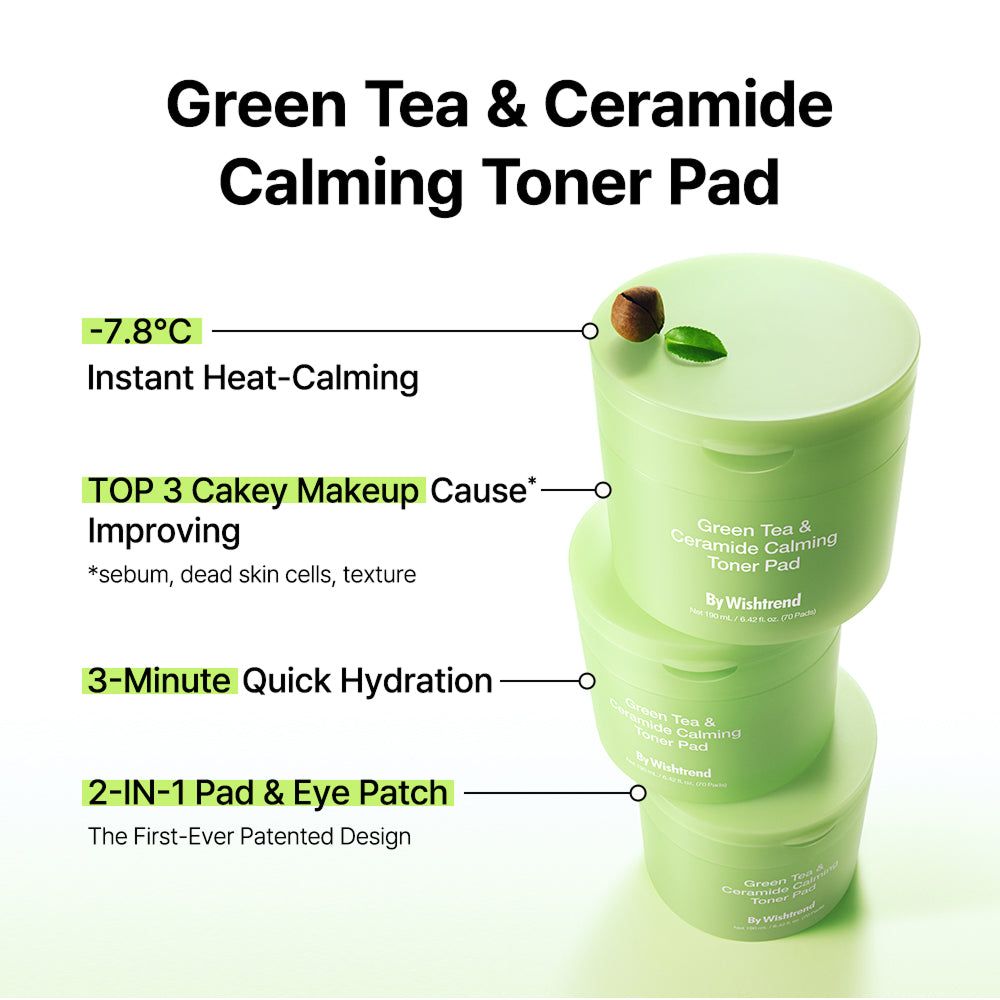 By Wishtrend Grüner Tee & Ceramid Beruhigende Toner-Pads