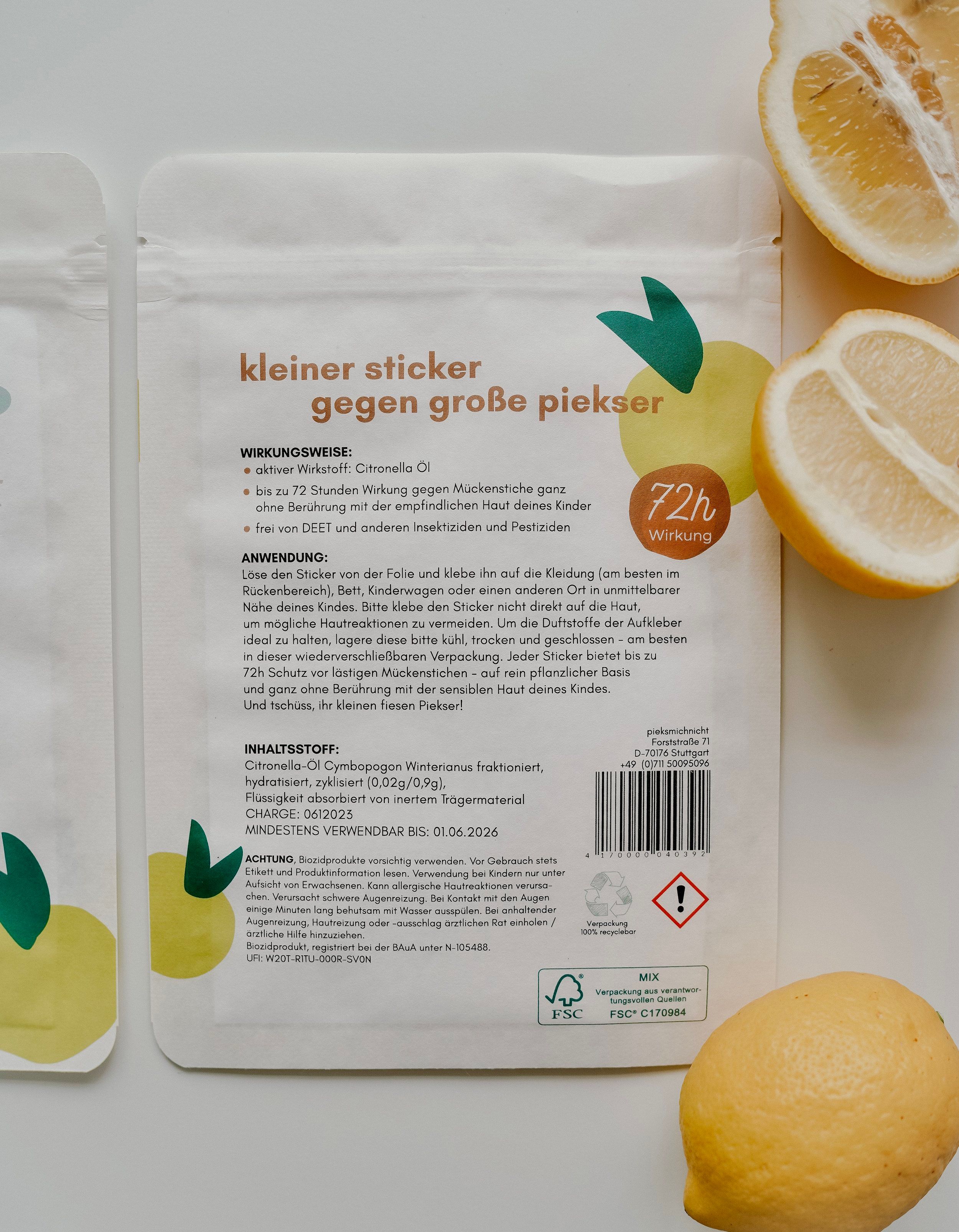pieksmichnicht Pflanzliche Anti-Mücken-Sticker Pure Edition