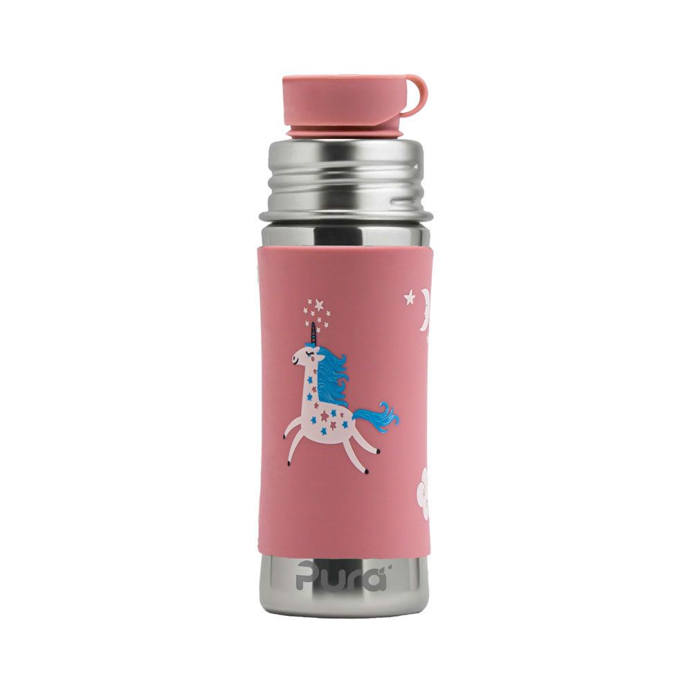 Purakiki SPORTflasche mit Silikon-Sleeve Unicorn Rose