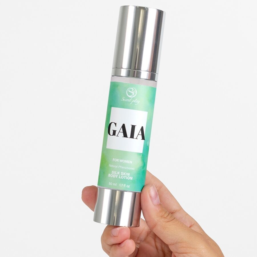 Flasche mit Spenderpumpe, Gaia Silk Körperlotion für Frauen, 50 ml.