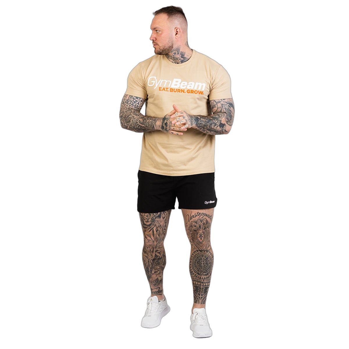 GymBeam T-Shirt Herren regular Kurzarm Grow Sand