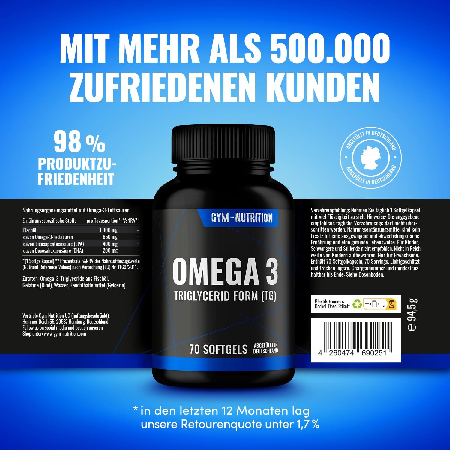 Gym Nutrition Omega 3 Kapseln