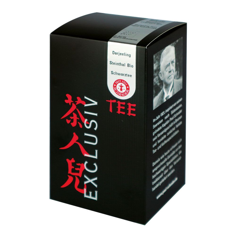 Schrader Schwarzer Tee Darjeeling Second Flush Steinthal Ftgfop1 Bio 0,1 kg