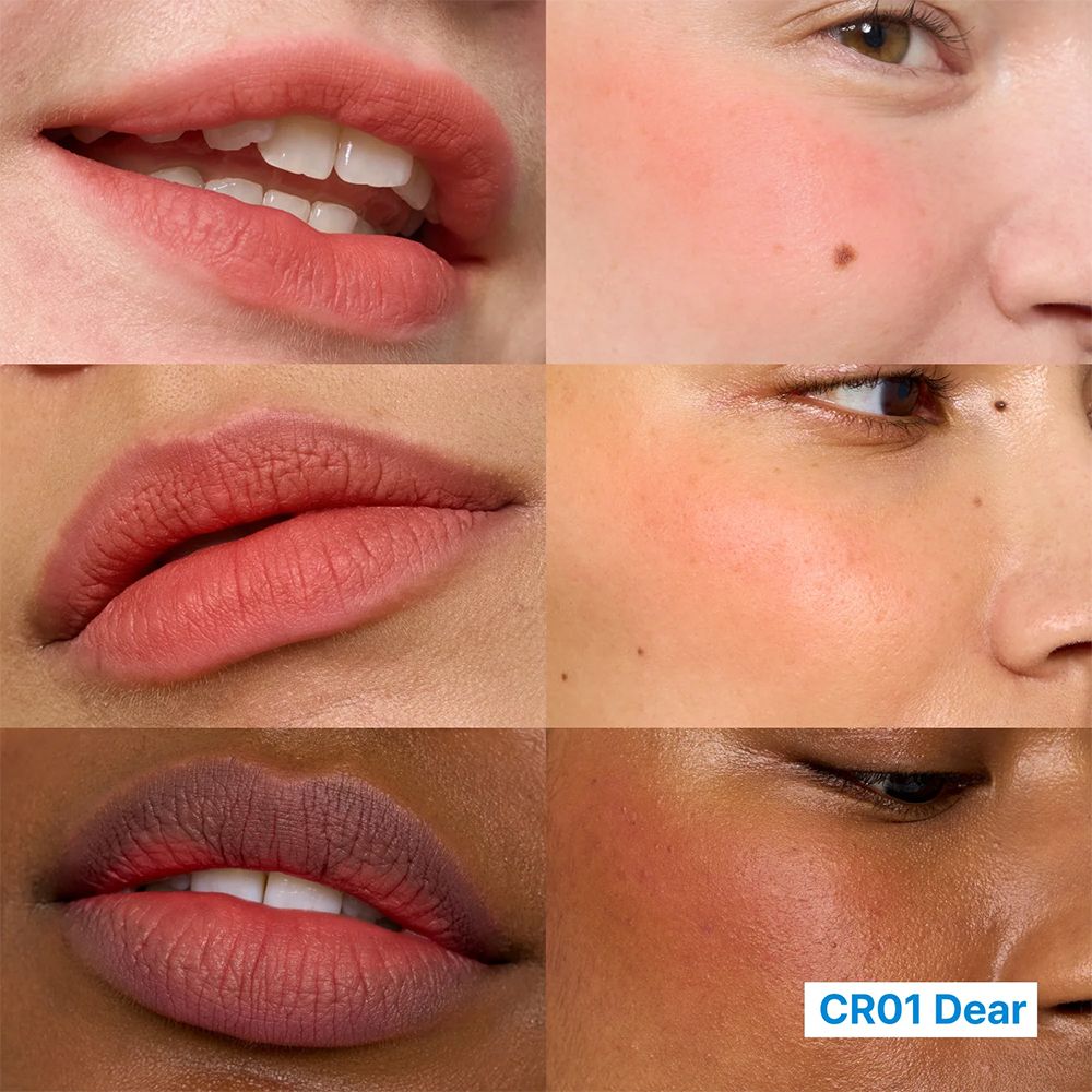 Lippen und Wangen in verschiedenen Hauttönen mit dem Farbton CR01 Dear.