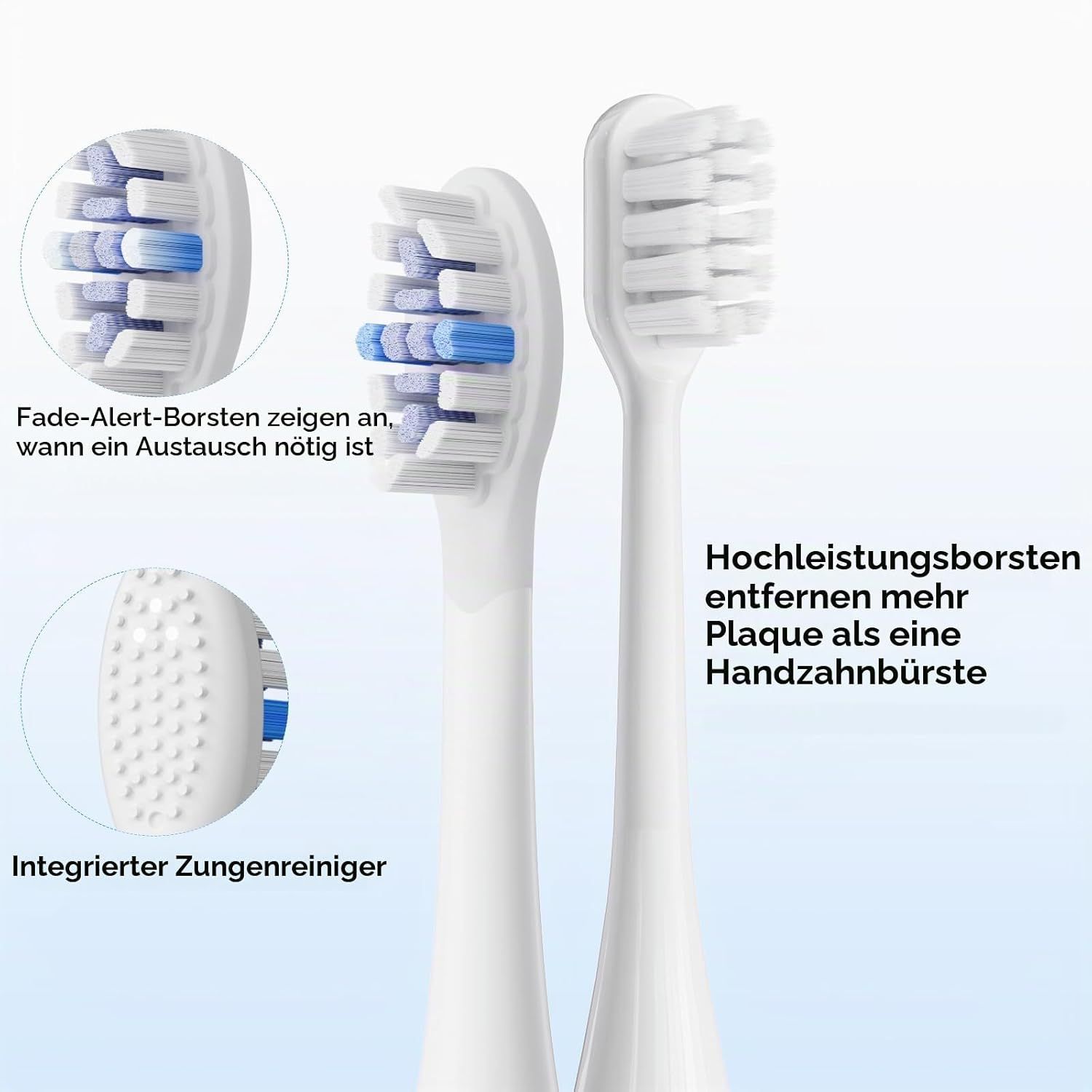 Elektrische Zahnbürste und Ersatzbürstenköpfe im Paket.