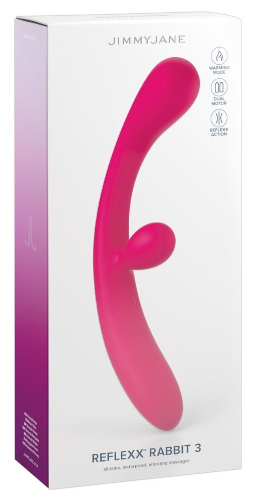 Verpackung von JimmyJane Reflexx Rabbit 3. Pinkfarbener Vibrator abgebildet.