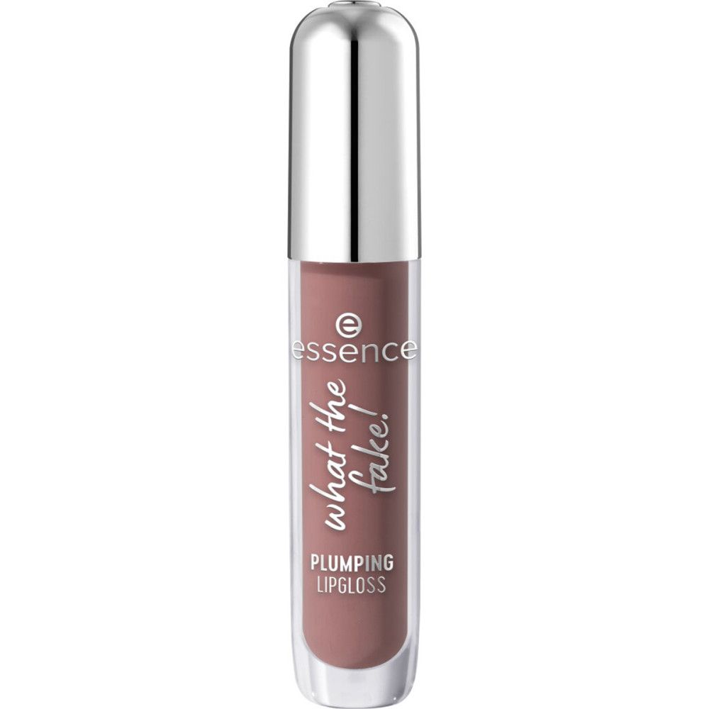 Aufpolsternder Lipgloss, geschlossen. Farbton: Rosa. Aufschrift: What the Fake! Plumping Lipgloss. Marke: Essence.