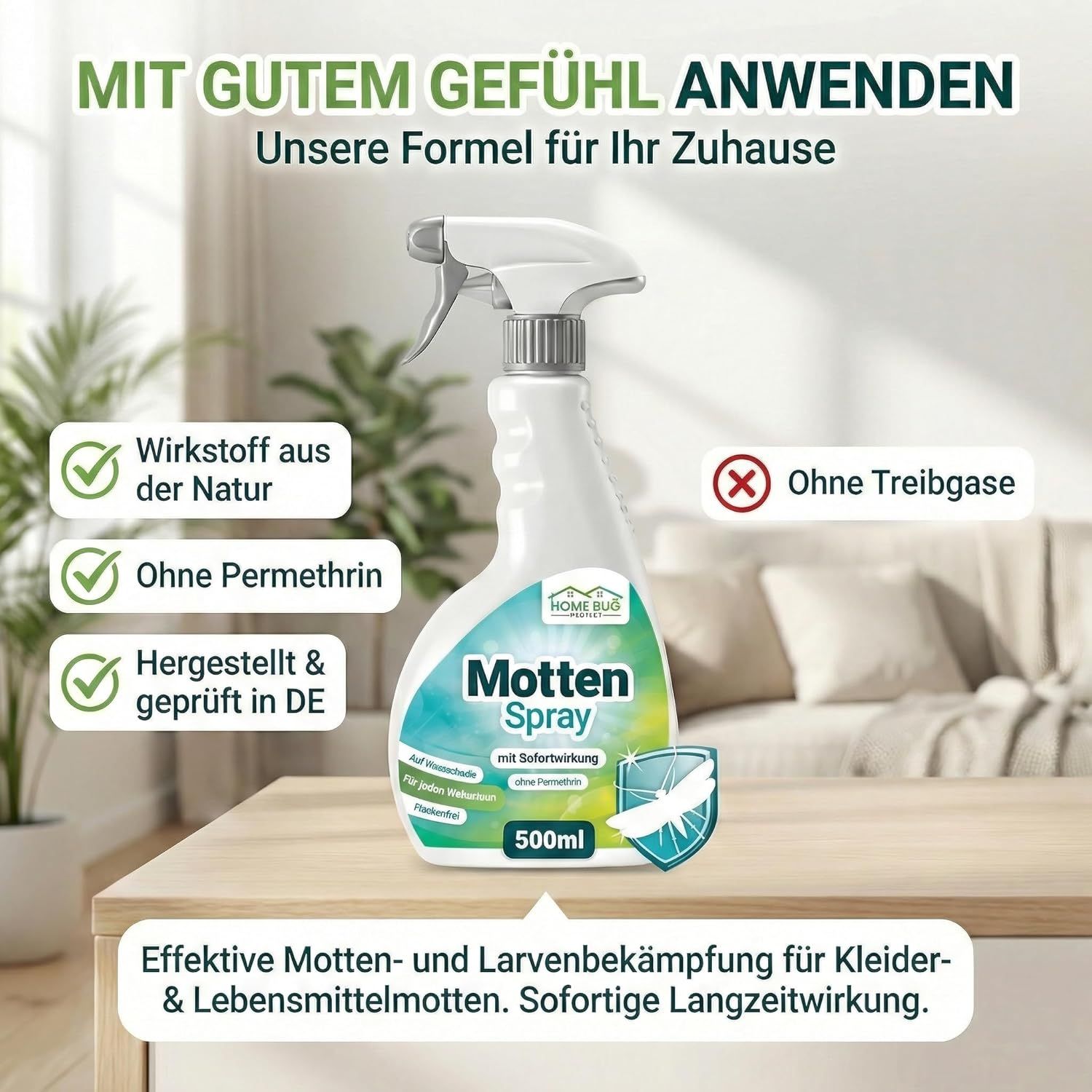 HomeBugProtect Motten Spray Gegen Kleidermotten