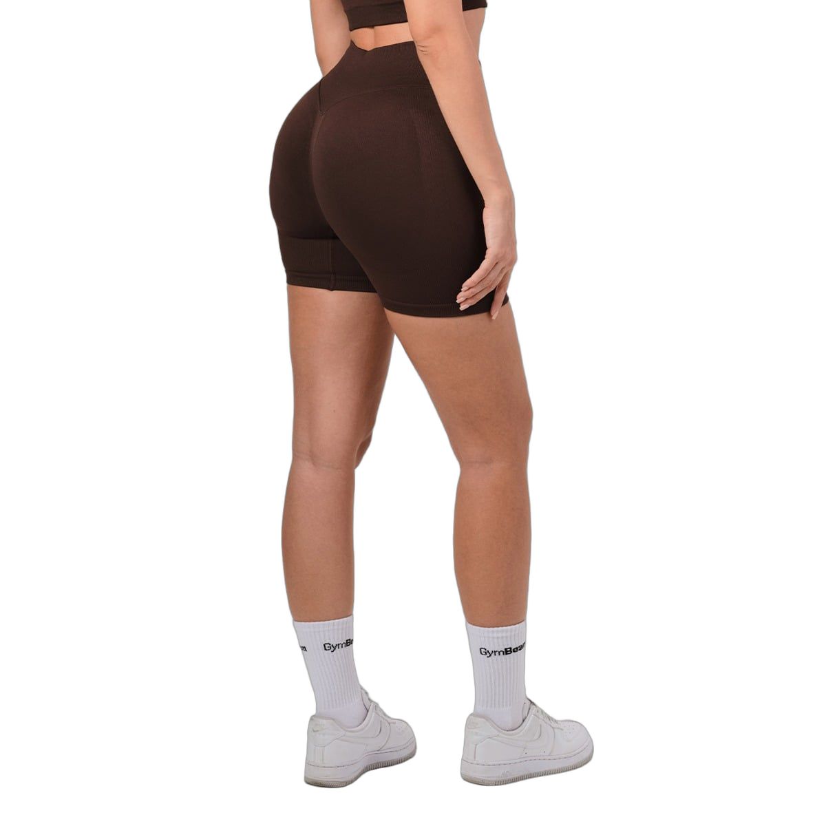 GymBeam Shorts Damen slim mit hoher Taille und Gummizug Mocha 1 St