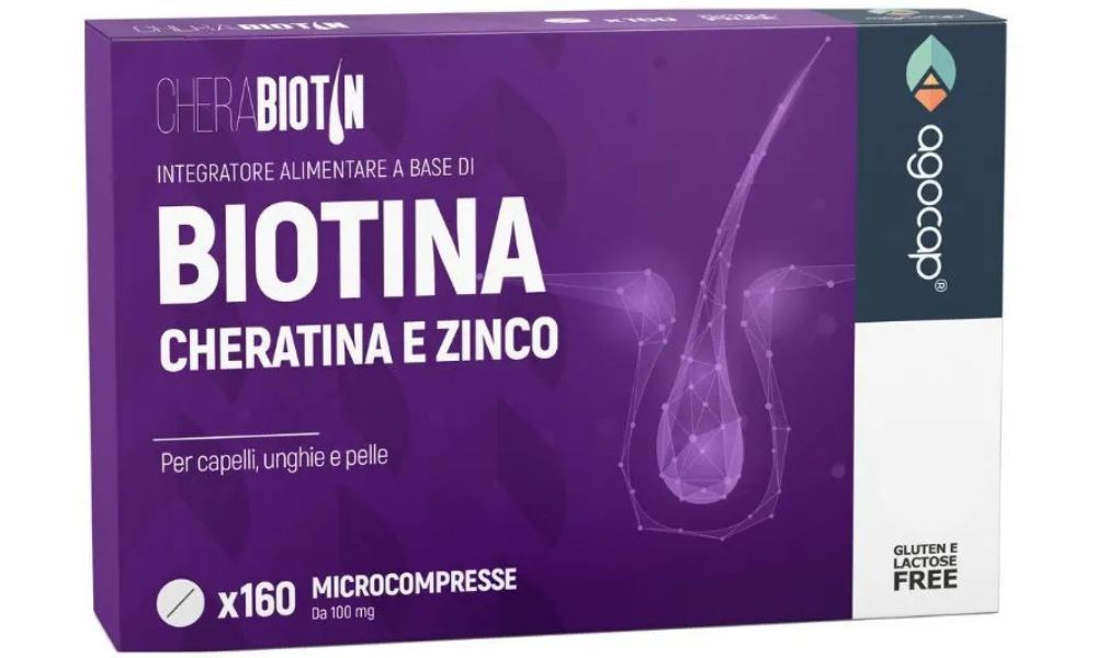 agocap - Integratore per capelli con Biotina, Cheratina e Zinco Cherabiotin 5 mesi di trattamento