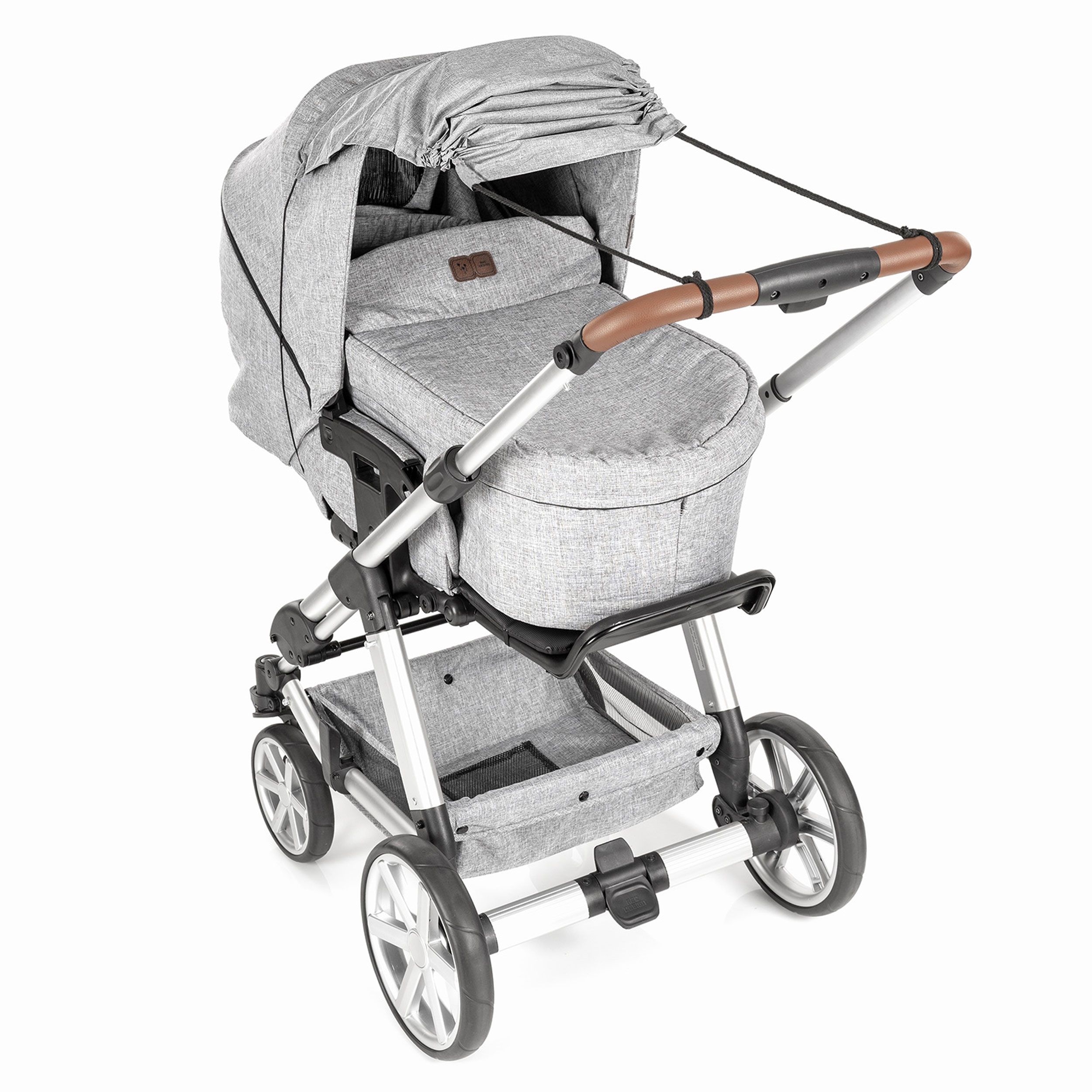 reer ShineSafe+ Sonnensegel für Kinderwagen, Grau-Melange,