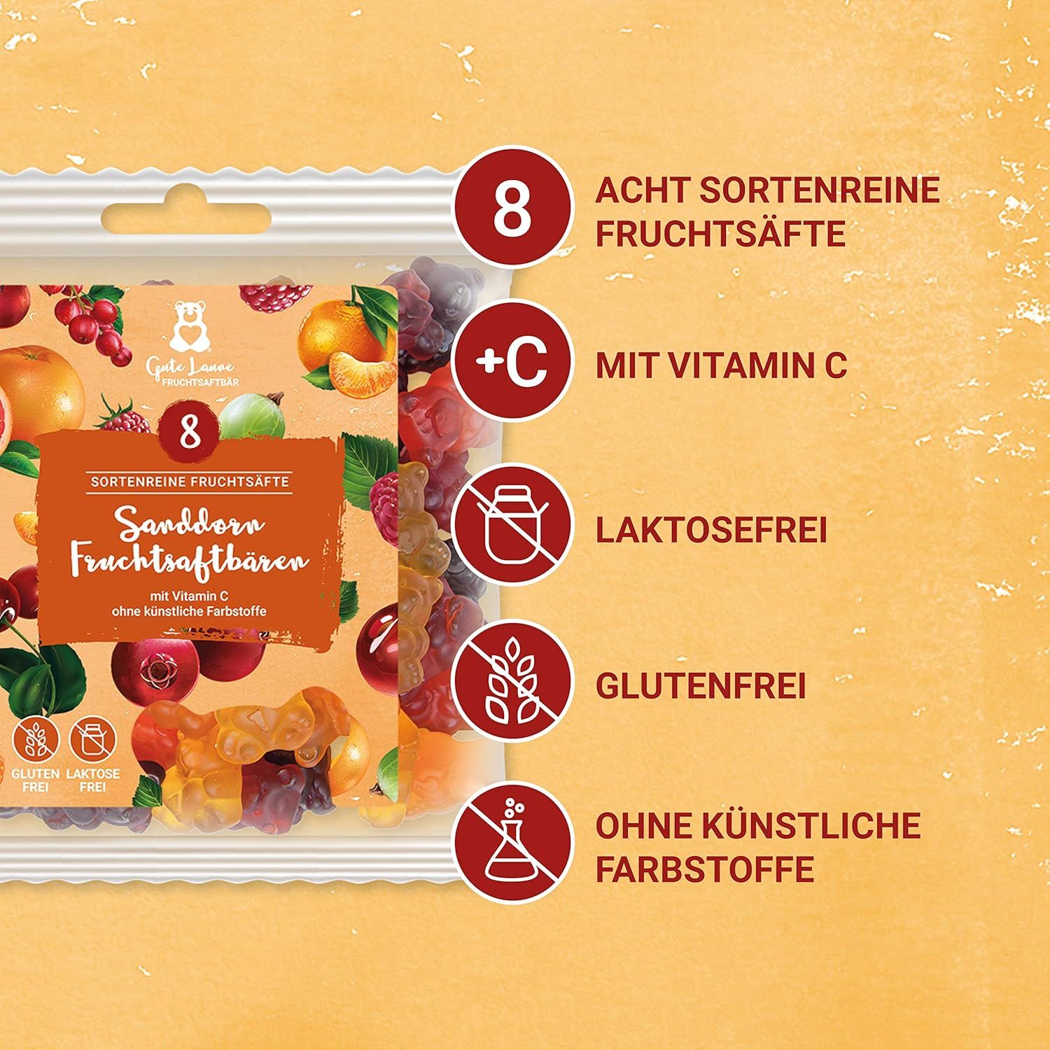 naschlabor 23 x 150g Sanddorn Fruchtsaftbären Großverpackung 3450 g