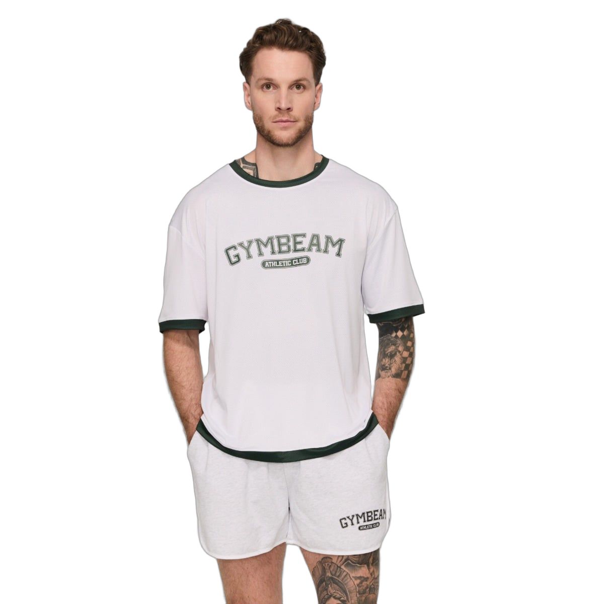 GymBeam Shorts Herren Oversized Varsity Grau
