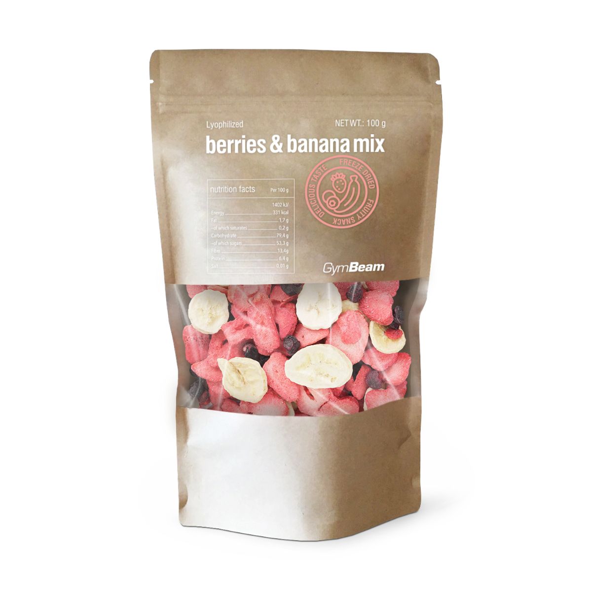 GymBeam Beeren-Bananen-Mix gefriergetrocknet 100 g