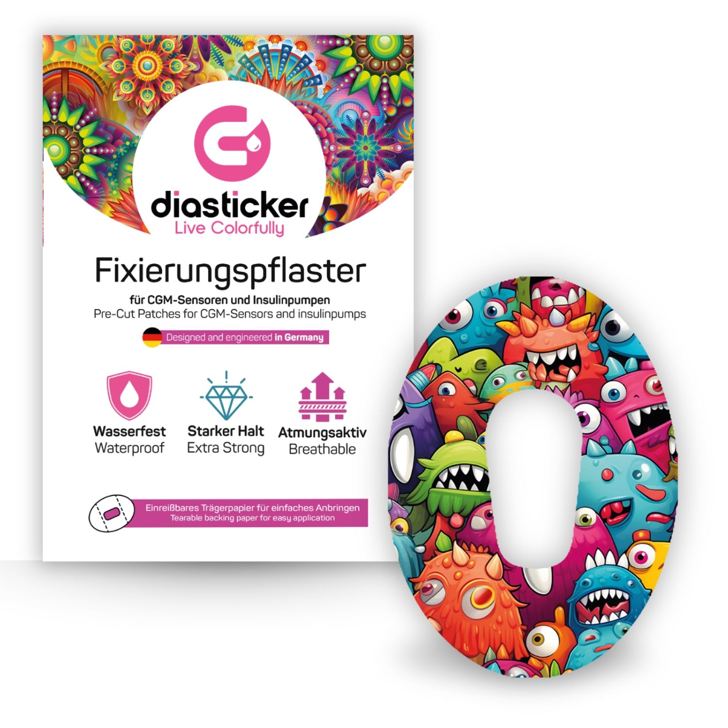 Diasticker® Dexcom G6 Fixiertapes "Monster-Mania"