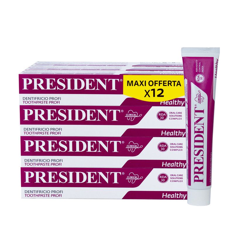 President KIT 12 Dentifricio Profi Clorexidina 0,20% Azione intensiva RDA 30