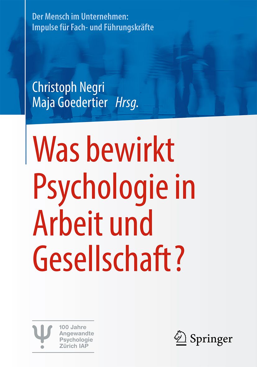 Buchcover: "Was bewirkt Psychologie in Arbeit und Gesellschaft?" von Springer. Titel in Rot, Autoren und Herausgeber. Logo von Springer.