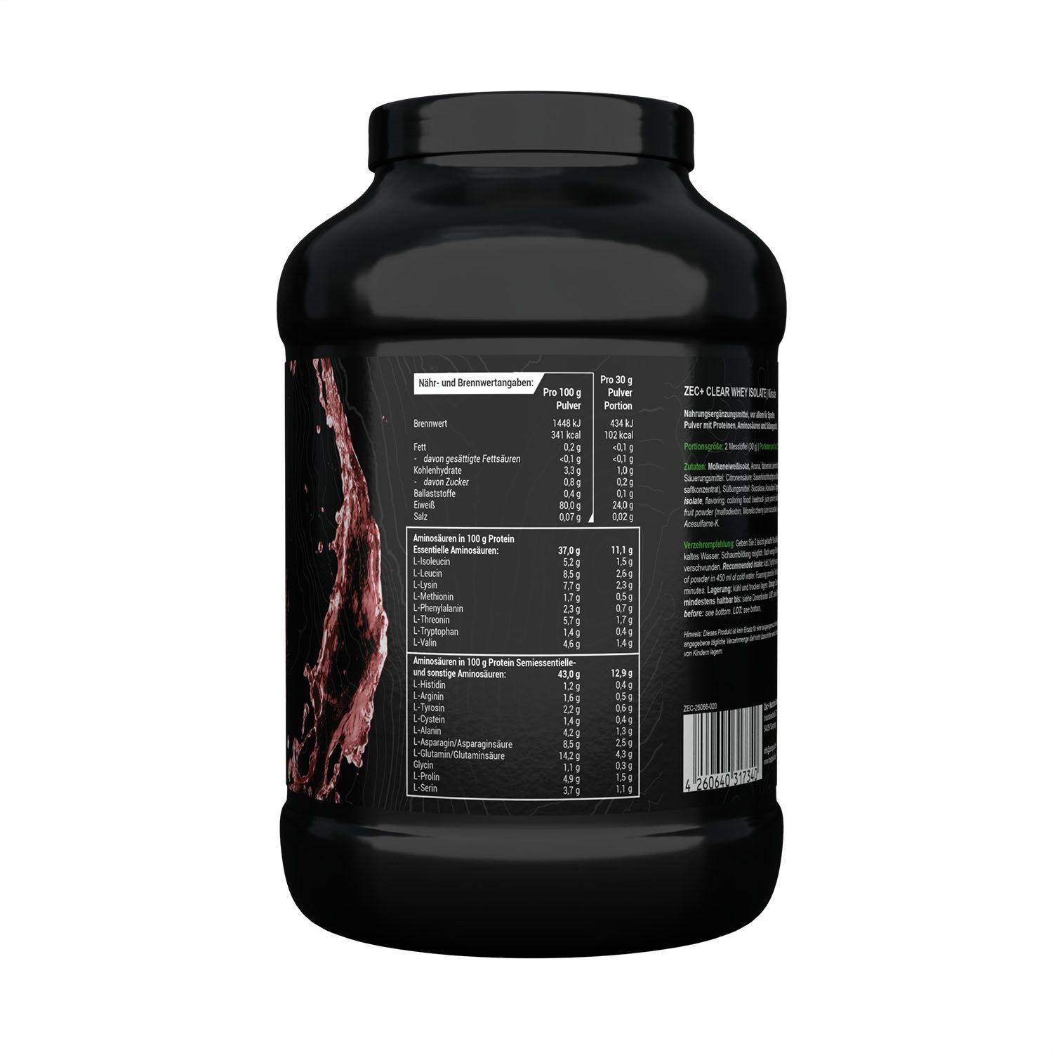 Zec+ Clear Whey Isolate Protein/ Eiweiß Kirsche 900 GR Pulver