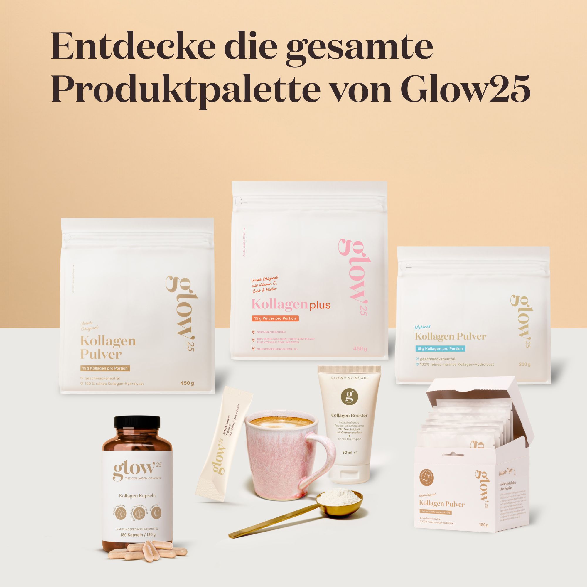 Glow25® Collagen Booster Serum [30ml] - Flüssigkeit mit Peptid-Wirkstoff und Hyaluron