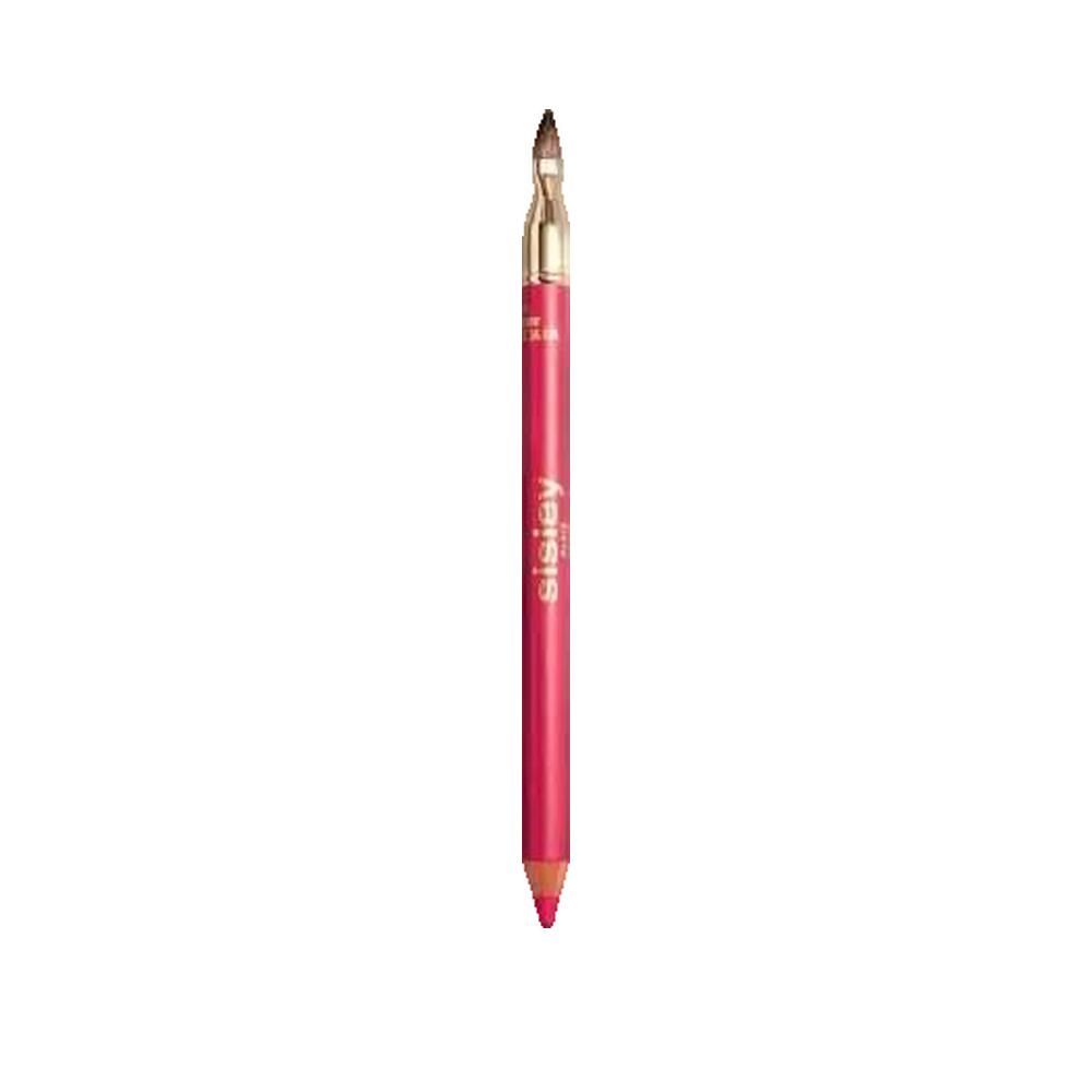 Lippenstiftstift mit Pinsel. Pinkfarbener Stift mit goldfarbenem Applikator. Marke Sisley Paris.