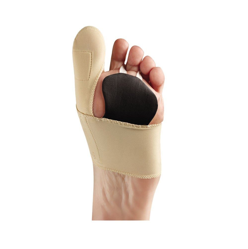 Fußbandage mit Pelotte zur Ballenunterstützung und Zehenabspreizung.