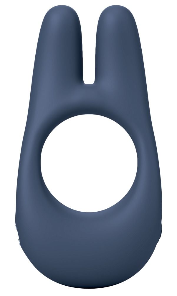 Blauer Silikon-Ring mit zwei Erhebungen und großem Loch. Produktansicht von vorne.