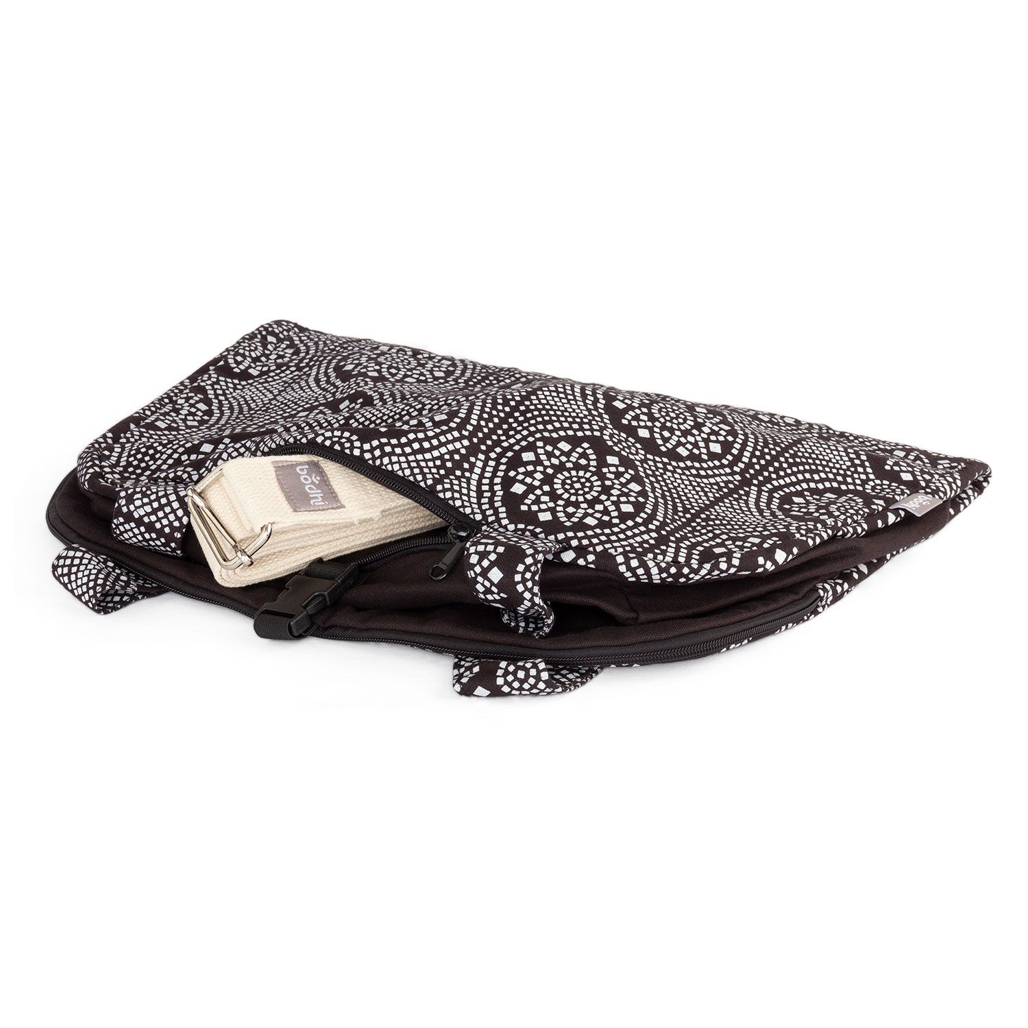 bodhi Maharaja Collection: Gemusterte Yoga Bag NAMASTÉ "Bandhani", schwarz/weiß