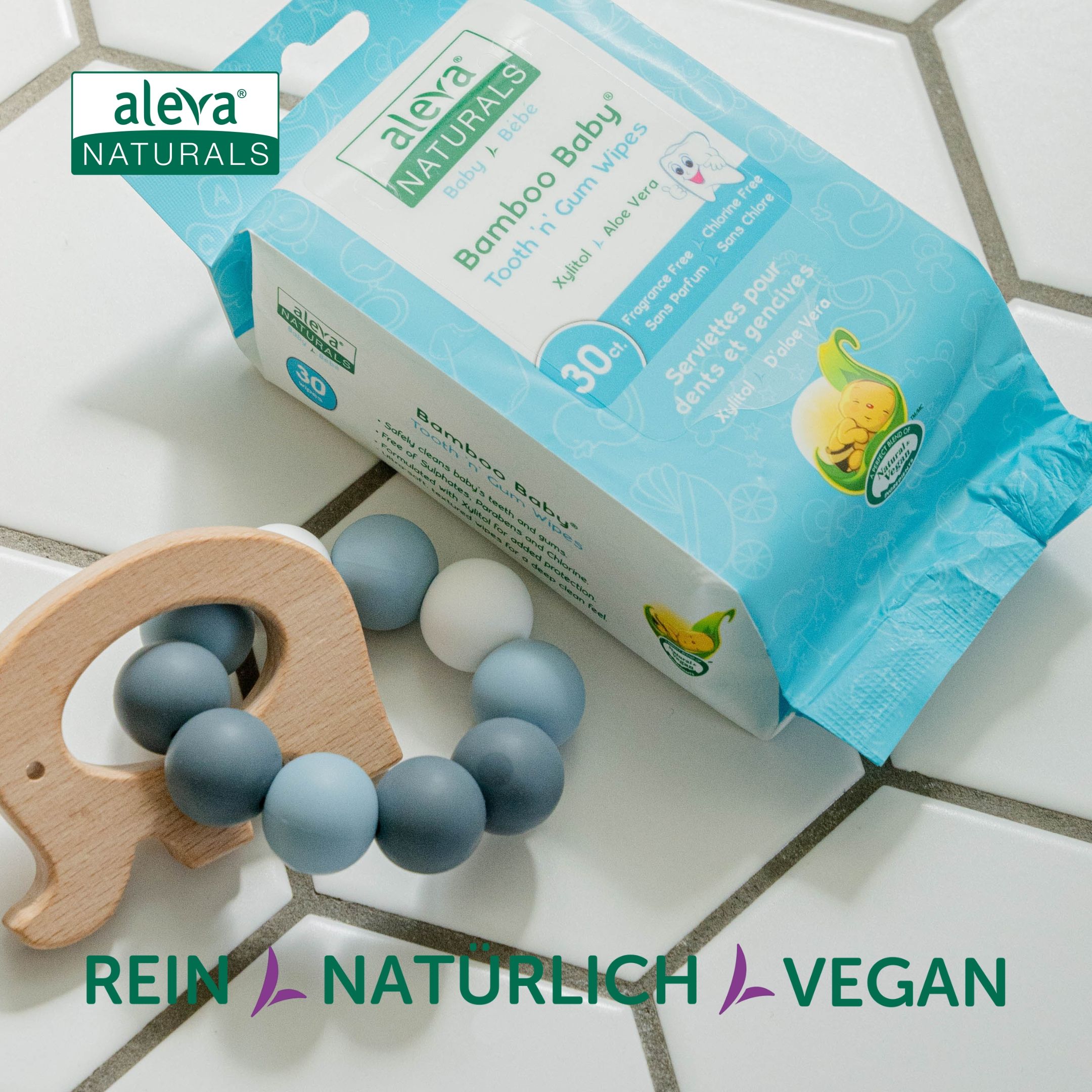 Aleva Naturals Bamboo Baby Feuchttücher für die Reinigung von Zähnen & Zahnfleisch
