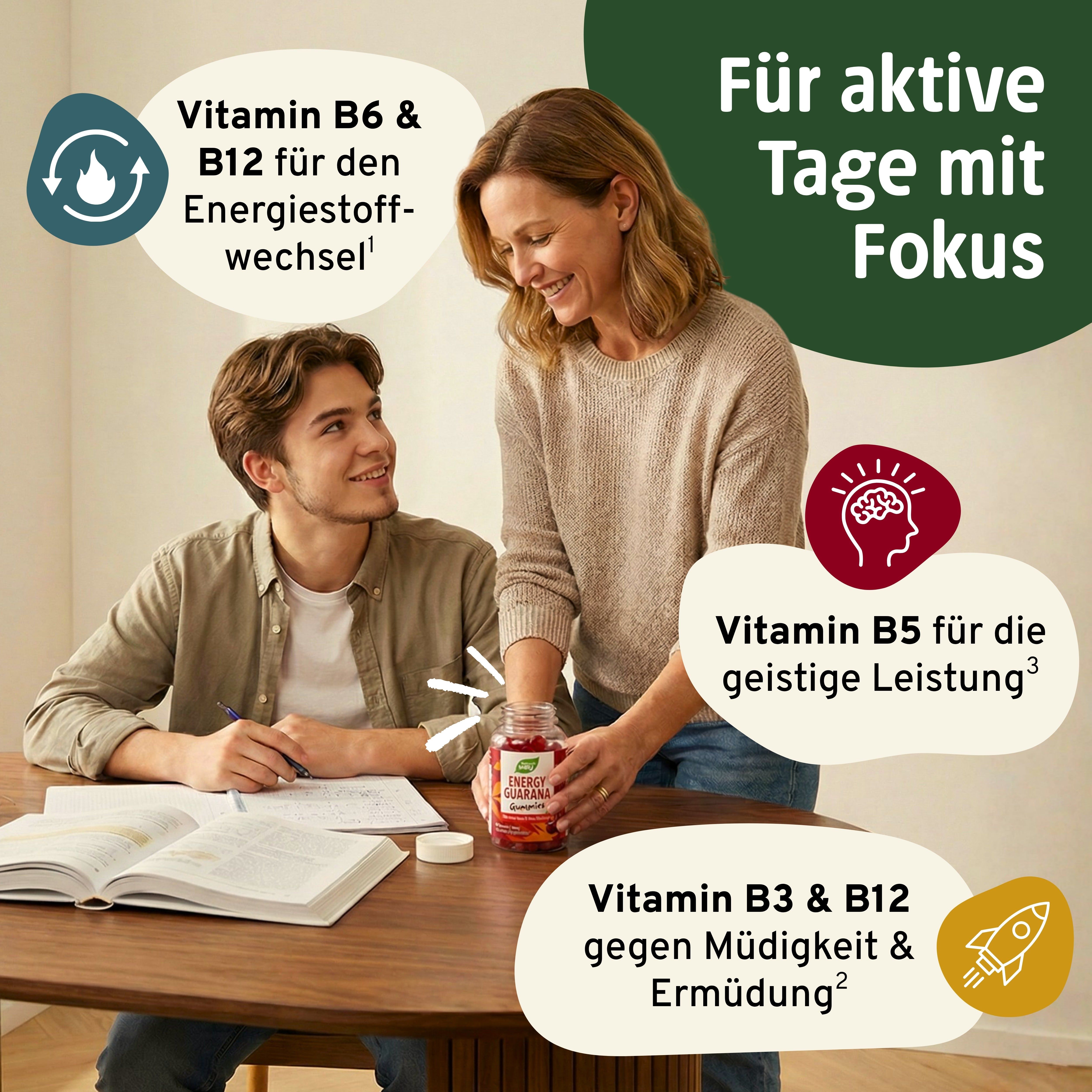 Energy Guarana Gummies | 10 mg Koffein & Vitamin B Komplex | Pflanzen-Extrakte mit Guarana & Gins...