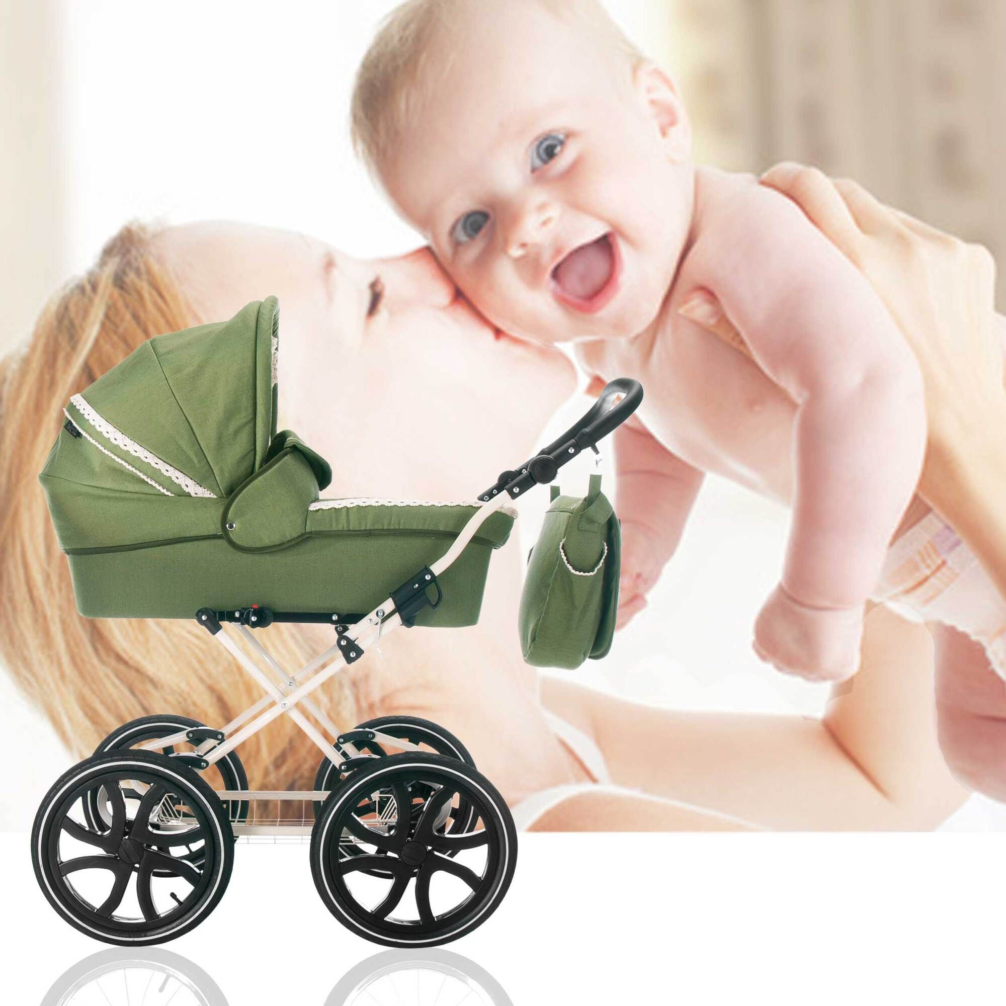 Friedrich Hugo Natureline 3 in 1 Kinderwagen Set Öko Nostalgie Kinderwagen, Edward Forrest Creme