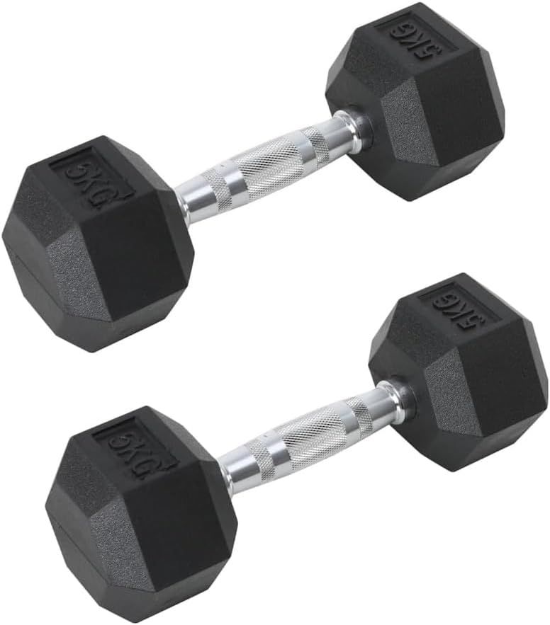 FFitness 2 Manubri da 5 Kg Palestra Esagonali Professionali FF