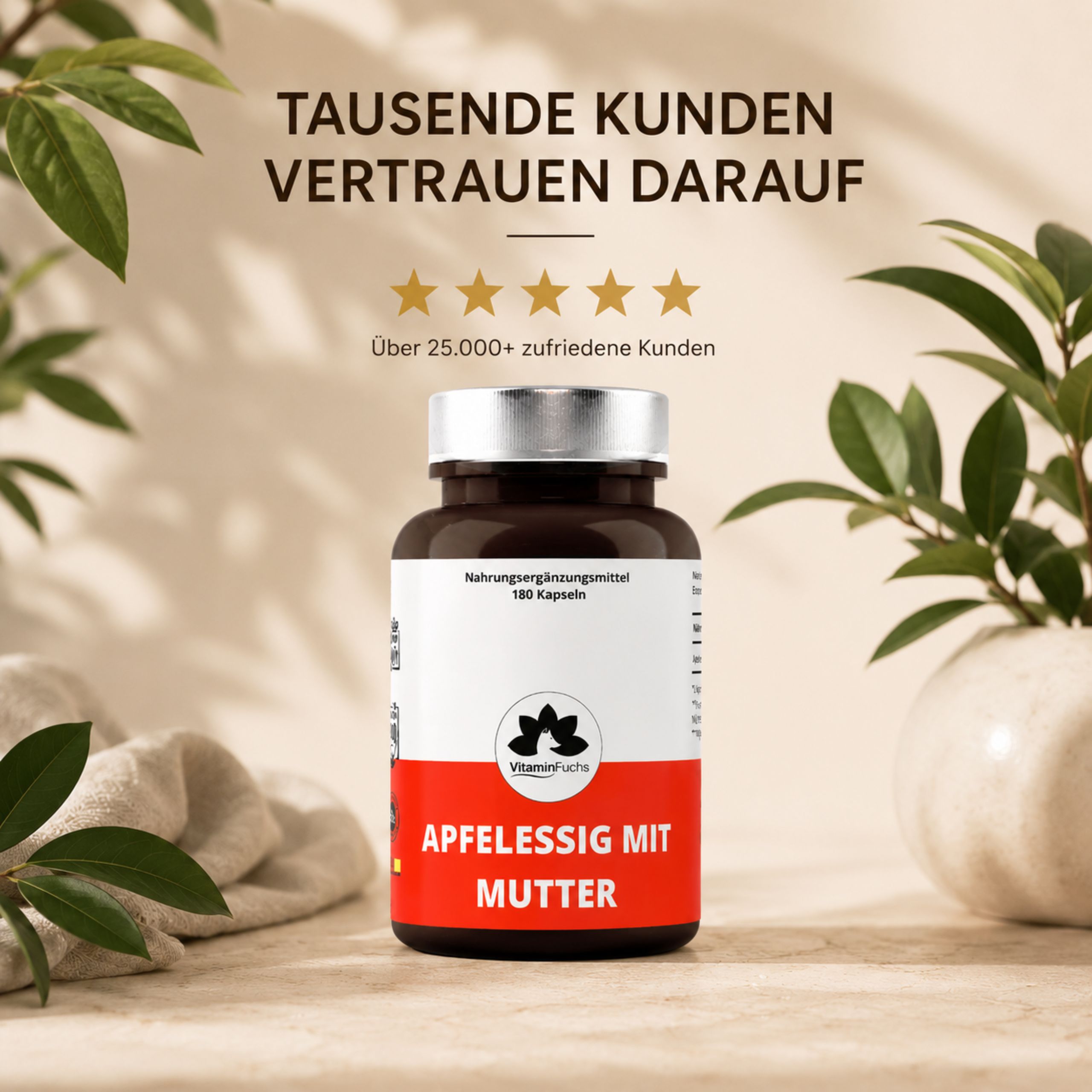 Apfelessig Kapseln mit Mutter - apple vinegar cider with mother - VitaminFuchs