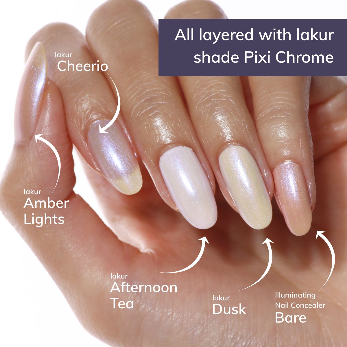 LONDONTOWN lakur Pixi Chrome Glaze Topper Nagellack